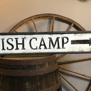 FISH CAMP wood sign rustic hand painted