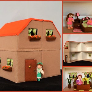 Pdf pattern – Dollhouse  for 3-inch-tall doll- Pattern for doll and furniture NOT INCLUDED