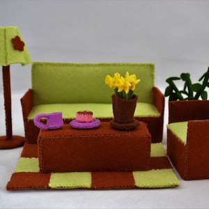 Pdf pattern – Dollhouse living room furniture for 3-inch-tall doll- Pattern for doll NOT INCLUDED
