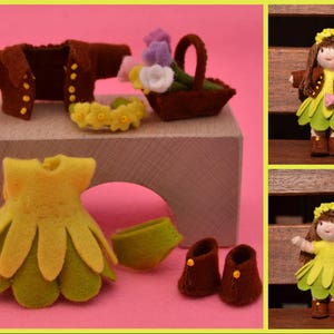 Pdf pattern - Spring outfit for Waldorf inspired, 3 inch tall, dollhouse, dress-up doll-Pattern for DOLL NOT INCLUDED
