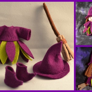 Pdf pattern-Witch costume for Waldorf inspired, 3 inch tall, dollhouse, dress-up doll- Pattern for doll NOT INCLUDED