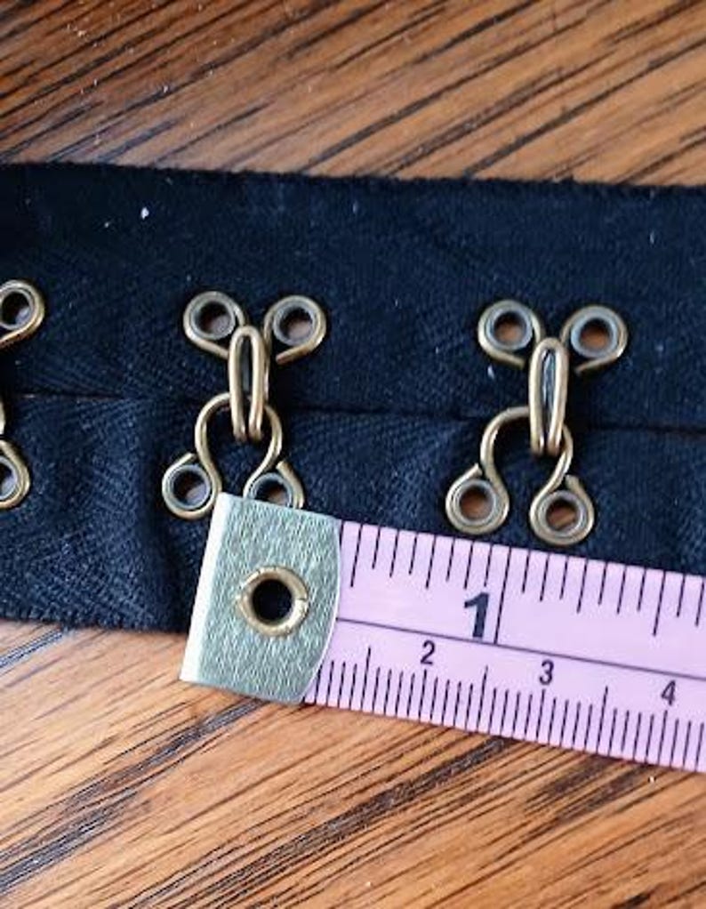 3/4" Cotton Large Hook & Eyelet Tape Black twill tape Sold by the yard very Durable image 5