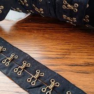 3/4" Cotton Large Hook & Eyelet Tape Black twill tape Sold by the yard very Durable image 1