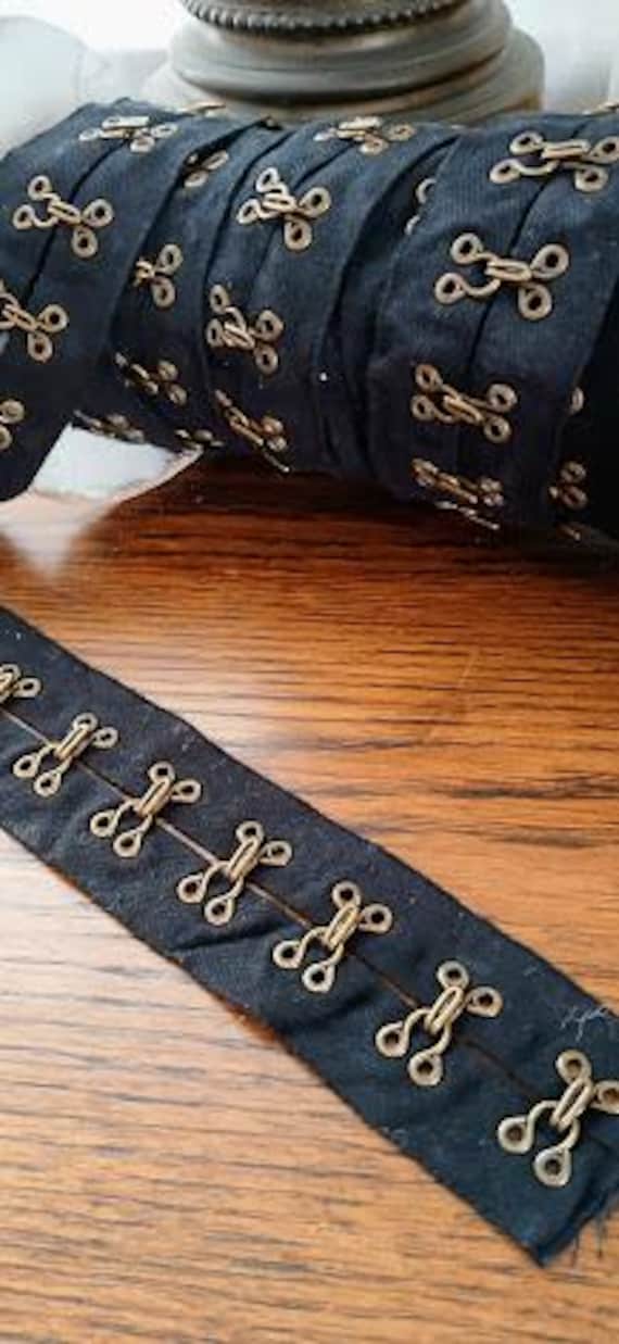 3/4" Cotton Large Hook & Eyelet Tape Black twill tape  Sold by the yard very Durable