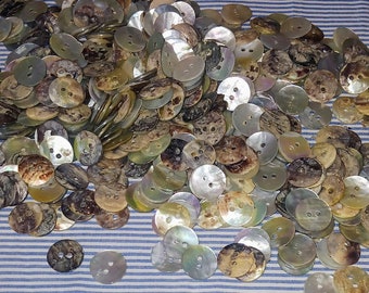 Mother of Pearl two hole Buttons, Natural Shell, 5/8" (12 pc)