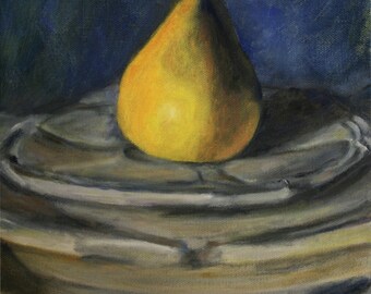 Pear Plate Party Original Oil Painted Still Life Painting