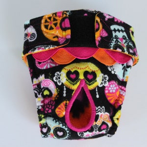 Cotton Flannel Print Dog Diaper Custom Made Female Dog Diaper Bitch Britches Dog Diapers with Ric Rac Waistband Reusable Washable