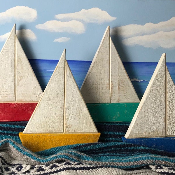 Wooden Sailboats  - Rustic Nautical wall decor