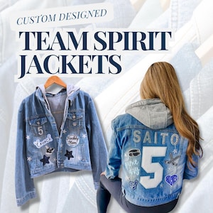 Custom Team Spirit Denim Jacket: Sports Fan Patches, Removable Hood