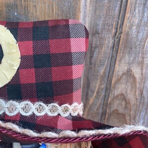 Plaid Scarecrow Decor | Rustic Fall Shelf Sitter | Farmhouse Autumn Decoration | Handmade Primitive Scarecrow image 3