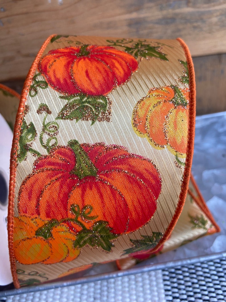 Pumpkin Ribbon Rhinestone Fall Pumpkin Ribbon: 2.5