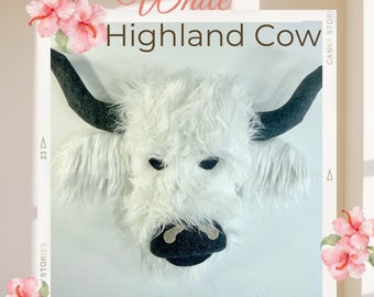 Felt Highland Cow Wreath Attachment: White Fur Fall Decor