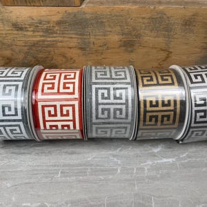 Greek key holiday everyday ribbon 2.5 wired image 1