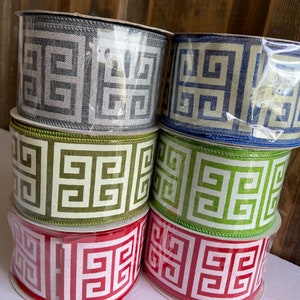 Greek key holiday everyday ribbon  2.5 wired