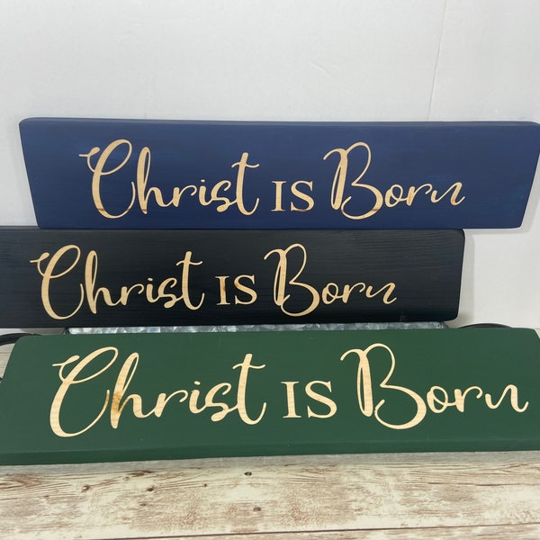 Religious Christ is Born Hand Painted Wood Signs! Home Decoration, Christmas, Winter, church sign, front door decor