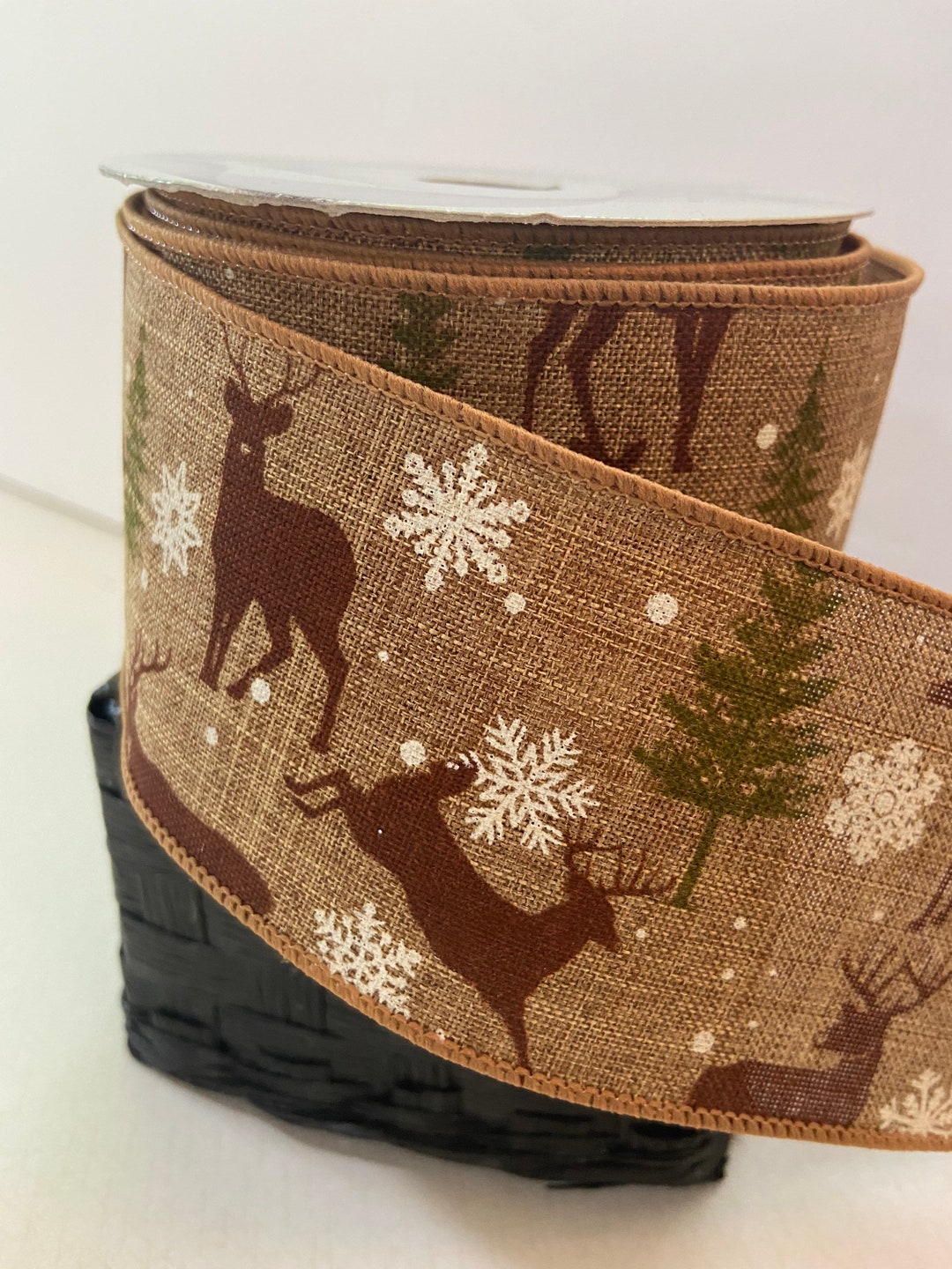 Winter Deer and Snowflakes Holiday Ribbon 2.5 - Etsy