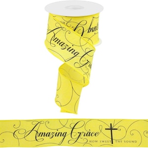 2.5 wired amazing grace how sweet the sound ribbon, dyi wreath making supplies, home decor