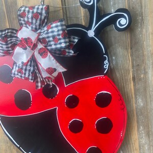 Welcome Ladybug Door Hanger, Entryway Welcome With Painted Ladybugs ...