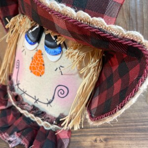 Plaid Scarecrow Decor | Rustic Fall Shelf Sitter | Farmhouse Autumn Decoration | Handmade Primitive Scarecrow image 4
