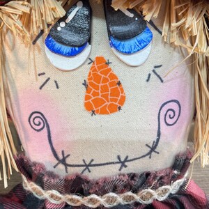 Plaid Scarecrow Decor | Rustic Fall Shelf Sitter | Farmhouse Autumn Decoration | Handmade Primitive Scarecrow image 5