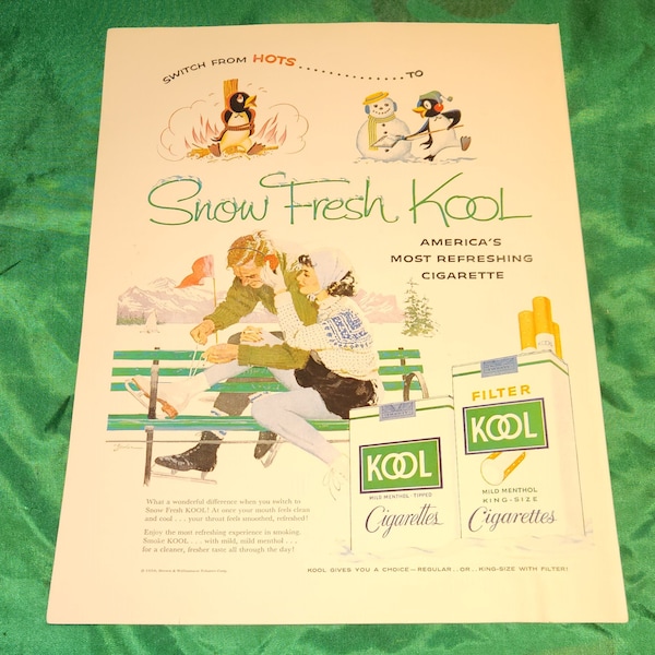 1934 Ad Kool Cigarettes Smoking Penguin Sailing Wheel - ORIGINAL ADVER