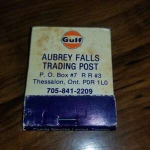 Vintage Gulf Gas Aubrey Falls Trading Post Canada Matchbook 20 Strike