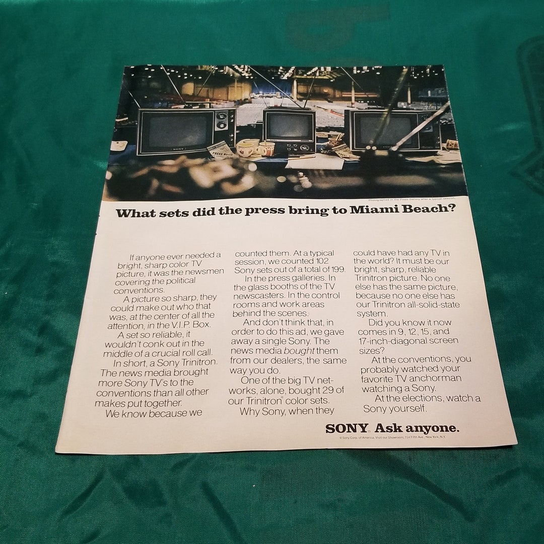 Sony TV Ad From 1972 Life Magazine Etsy