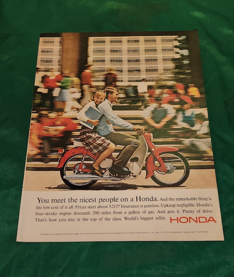 Vintage Honda Scooter Ad From a 1965 Life Magazine Etsy