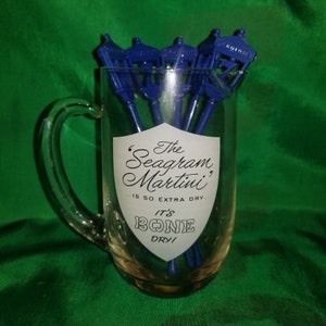 Vintage The Seagram Martini Pitcher and 5 Swizzle Sticks Man Cave