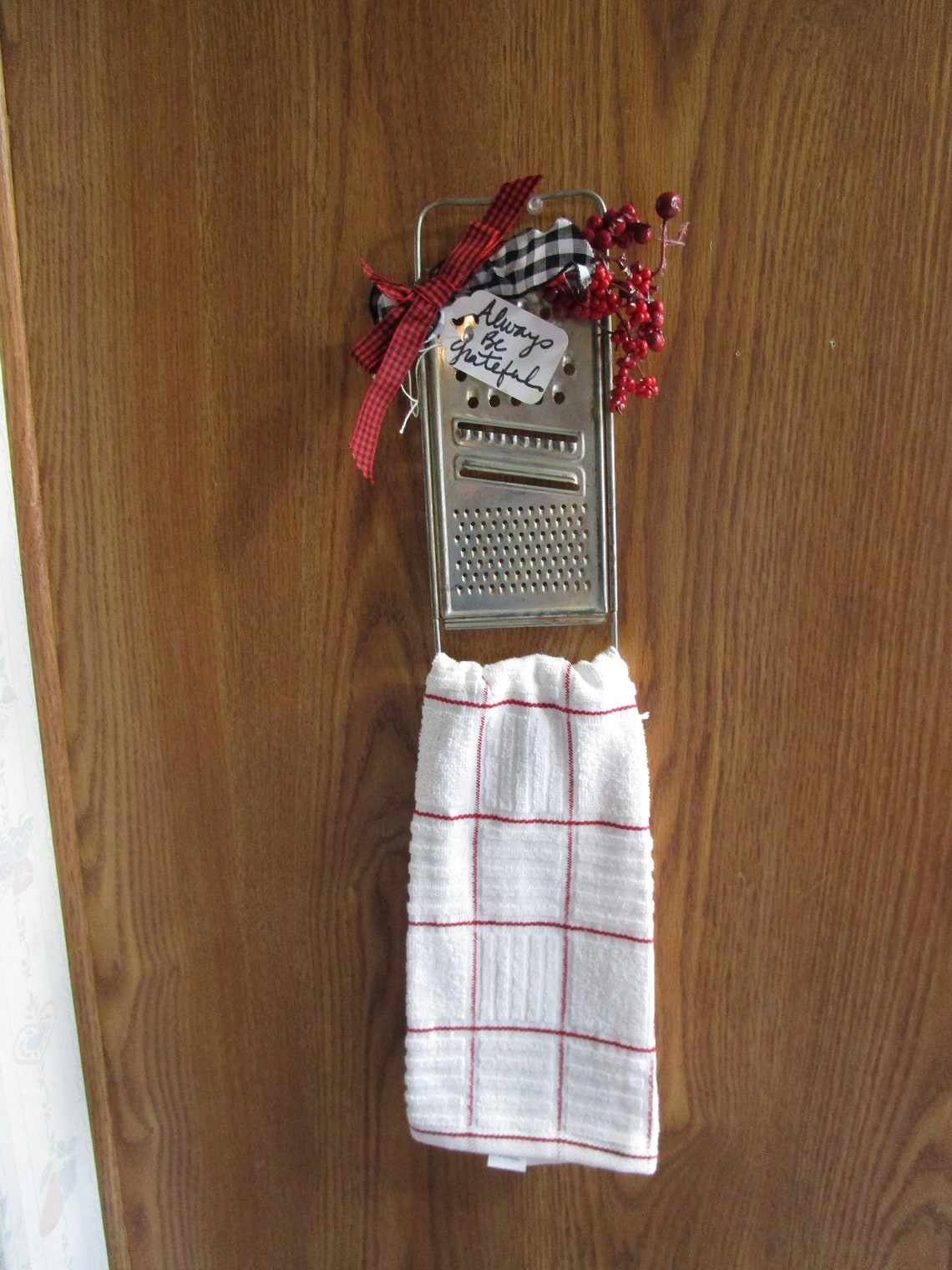 Always Be Grateful Vintage Grater Towel Holder with red and Etsy