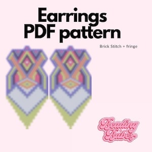 Brick stitch earrings pattern PDF - Fringe earrings - Digital Download