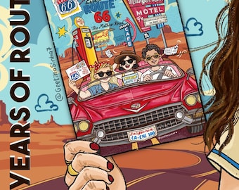 ZAMÓW W PRZEDSPRZEDAŻY: Pocztówka z okazji 100. rocznicy Route 66 „Mother Road” | 5x7, wykończenie błyszczące | Pamiątka w stylu vintage z Ameryki