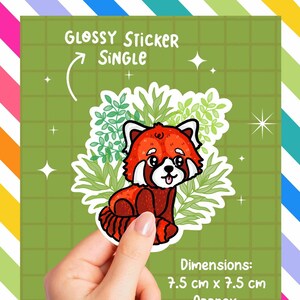 Riko, o panda vermelho, adesivo brilhante único