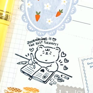 Journaling Bear Rubber Stamp | Journal Rubber Stamp
