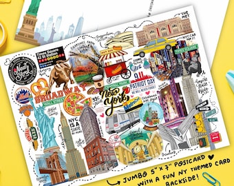 New York City Landmarks Postcard | NYC Postcard | New York Postcard