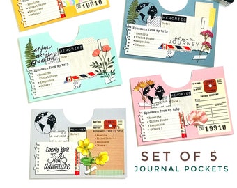Set med 5 anteckningsfickor | Reseanteckningsblock, Ephemera