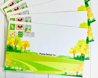 Conjunto de sobres de correo de primavera / Conjunto de 5 sobres de correo de caracol