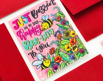 Happy Bee-Day | Birthday Card with Envelope