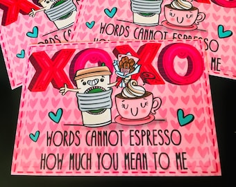 Espresso su conjunto de postales de amor / conjunto de 5 postales