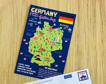 夫を味方にする方法　ドイツ語版　ポストカード ドイツからのご挨拶 地図ポストカード - Etsy 日本