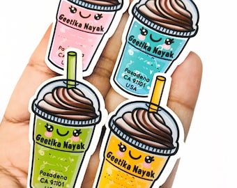 Adresetiketten zomerdrankjes | Kawaii-adreslabels