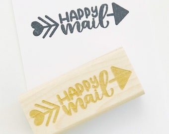 Happy Mail Arrow Stamp | Rubber Stamp | Snail Mail Stamp