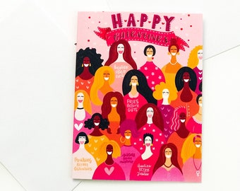 Happy Galentine's Day Notecard | FOLDED Note card with Envelope