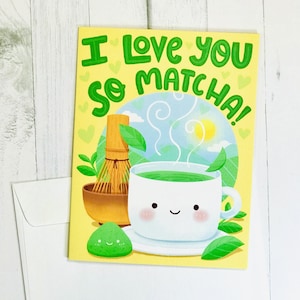 Ik hou van je dus matcha notitiekaart met envelop