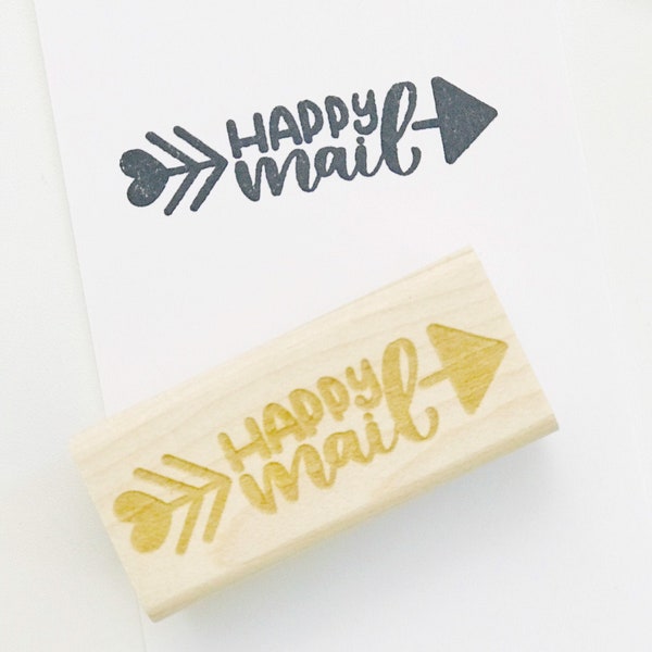 Happy Mail Arrow Stamp | Rubber Stamp | Snail Mail Stamp