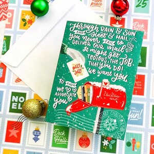 Frohe Weihnachten an meinen Postboten Grußkarte | Gebundene Karte mit Umschlag