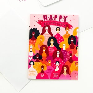Happy Galentine’s Day Notecard | Carte de note PLIÉE avec enveloppe