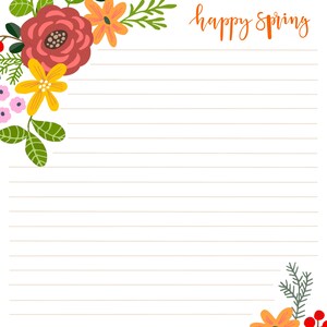 Spring Blooms Printable Stationery