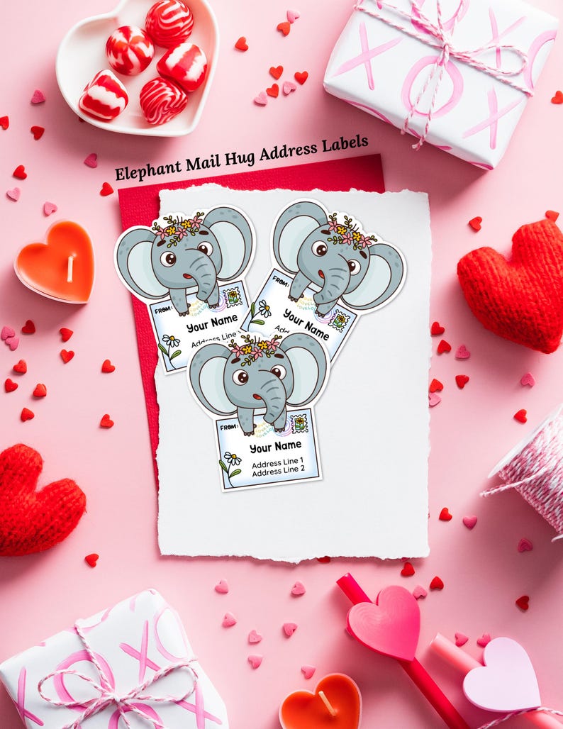 Elephant Mail Hug Address Label Pack - Etsy