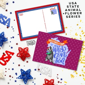 WISCONSIN - US State Animal & Flower Postcards | US State Postcards 4" x 6" | Set of 5 Postcards